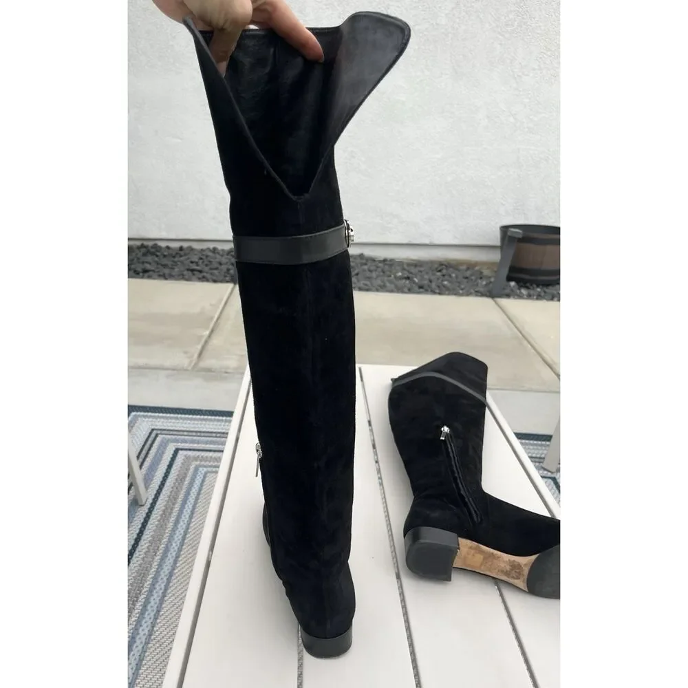 Christian Dior Knee High Suede Leather Boots - Size 39/9 - Black